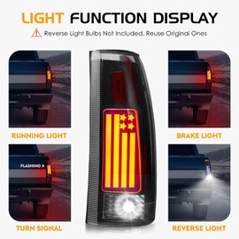 LED Tail Lights Fit for 88-99 Chevy GMC C/K 1500 2500 3500, C/K 1500 2500 Suburban 92-99, for Silverado 94-98, for Blazer 92-94, for Tahoe 95-99, for GMC Yukon 92-00, for Escalade 99-00, Clear Lens