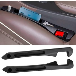 Qonyv Car Seat Gap Filler with Mobile Phone and Chapstick Lipstick Storage Box Universal for Car SUV Truck Accessories Stop Things from Dropping Pack of 2 Pu Black