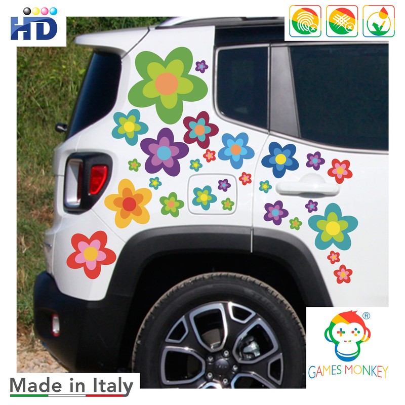 GamesMonkey Autoaufkleber Blumen G?nseblmchen Prilblumen Tuning - 27/54/108 Stck -