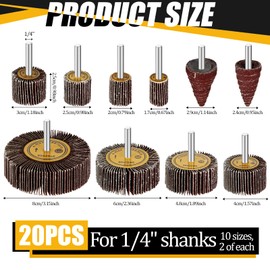 20 Pack Flap Wheel Sander Set 80 Grit Abrasive Sanding Wheel 1/4 Inch Shank Die Grinder Flap Wheels for Metal Wood Rust Removal