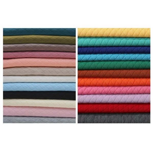 Quilted Knit Jersey Fabric Double Layer Knitted,Harlequin Diamond Shape Stitch