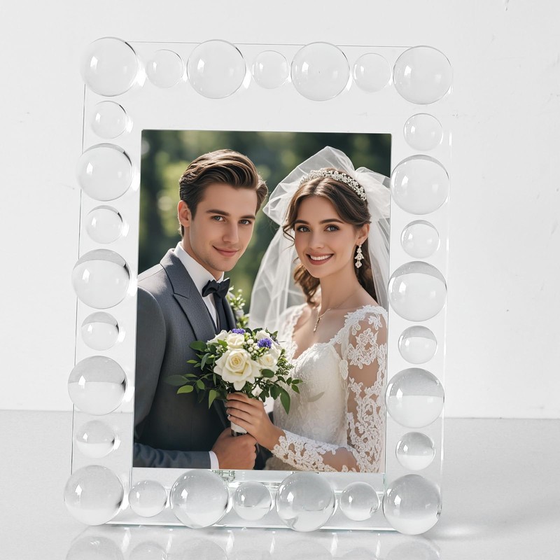 Marvala Clear Bubble Crystal Picture Frames 5x7Inch, Photo Frame with
