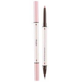 [Popular] Dual Core Eyeliner Waterproof Pencil Eyeliner [Pencil and Liquid 2-in-1] Pop Cosmetics, High Density Double Line, Expert, Shadow Gray, Double-Sided Intensive Application Liquid (05# Pink)