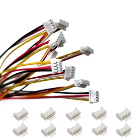 ZSDZFYLLK 10 Sets Mini Micro JST 1.25 mm 4-Pin Connector with UL1571-26AWG 20 cm Cable Wire and Socket JST 1.25 Connector Kit