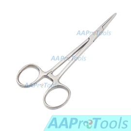 AAProTools Professional Stainless Steel Pets Dogs Cats Hemostat Forceps Scissors Ear Hair Clamp Pulling Shears Plier Pet Dog Trimmer Accessories Straight Silver