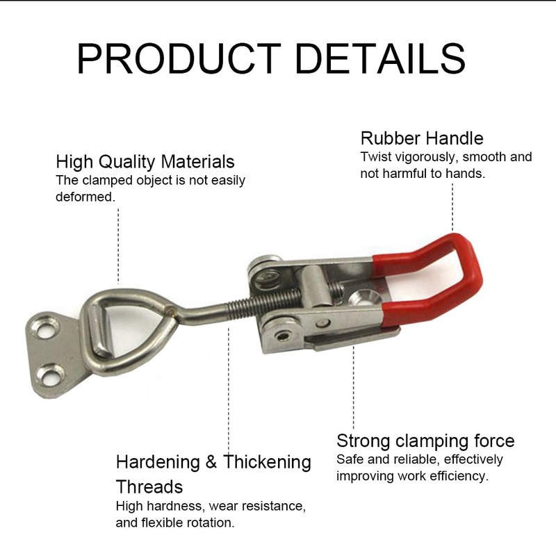 2PCS Adjustable Toggle Clamp, 122mm Toggle Catch Latch, Stainless Steel