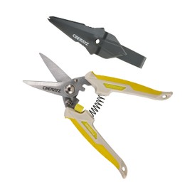 CEERAYZ 185mm Scissors All Purpose Heavy Duty, Garden Shears, Scissors for DIY Projects, Office, Production Lines, Pruning, with Protective Sheath (Brown/Yellow)