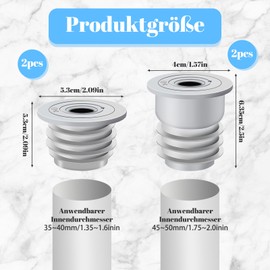 Pack of 4 Washing Machine Drain Adapter, Sealing Plug for Drain Pipe, Odour Trap for Washing Machine, Drain Washing Machine Adapter, Suitable for Pipes with 35-50 mm Diameter