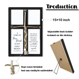 SRSZHIYUE A Cord of Three Strands Wedding Ceremony Unity Sign Wall Decor 15"X10" Ecclesiastes 4 12 Braid Cross Art Christian Marriage (Black)