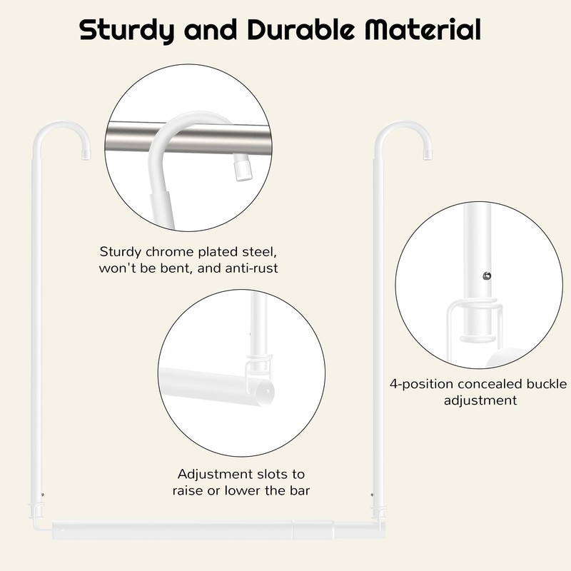 Luvenia Hanging Closet Rod Adjustable Width Height Closet Rod For