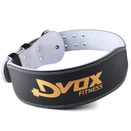 Dvox Fitness 4" Leather Weight Lifting Belt Gym Fitness Padded Lumbar Back Support with Suede Lining Steel Buckle 10 Adjustable Holes, Bodybuilding Powerlifting Exercise Gym Belt (S (24" - 28"))