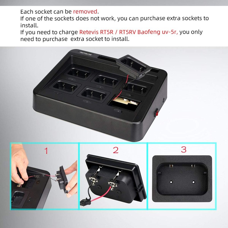 Retevis RT29 Ailunce HD1 Walkie Talkie Six-Way Charger, Practical Multi