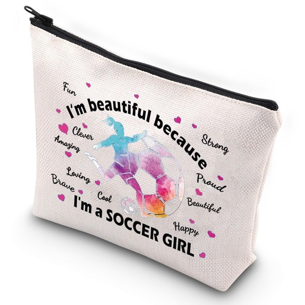 G2TUP Soccer Girl Makeup Bag Soccer Coach Gifts Soccer Ball