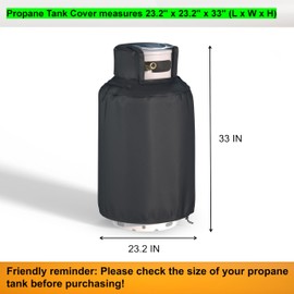 100 lb Propane Tank Cover, Heavy Duty 600D Waterproof and Dustproof Oxford Fabric, Double Fabric, Top Zipper Design for Easy Opening and Closing of Valves, for 100 lb Propane Tanks, Black