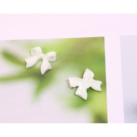 PPhtony Acrylic Flatback Nail Bows Rhinestones Charms Gems for Women Girls Nail Art Design Nail Accessories DIY Decoration, 50PCS (White)