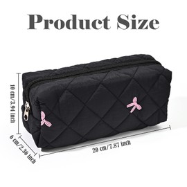 BAYTORY Floral Pencil Case, Cosmetic Bag with Smooth Zipper, Flower Pencil Pouch, Small Floral Design, Soft Multifunctional Pencil Bag, Aesthetic Stationery Organizer, for Women and Girls (Black)