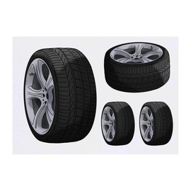 4 x 'Car Tyre' Temporary Tattoos - Water Resistant, Skin-Safe, Non-Toxic Transfers, Mixed Sizes (TO00057738)