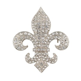 Alilang Silvery Tone Sparkle Clear Crystal Rhinestones French Fleur De Lis Lily Brooch Pin