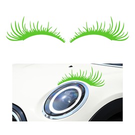 KVAEY 2 PCS Car Headlight Eyelash Stickers, Cute Fake Eyelashes Decal for Bumper Auto Body Window, Waterproof Reflective PET Charming Eyelash Sticker Funny Decor for Car SUV Truck (Green)