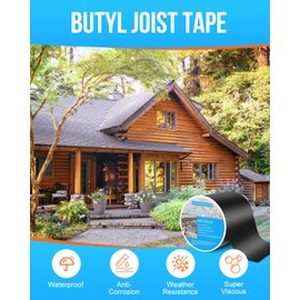 GCCSJ Butyl Joist Tape 6" x 50', 4 Pack - Waterproof, Anti-Corrosion Deck Tape for Protecting Joists