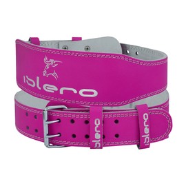 Islero Ladies Pink 4" Pure Leather Gym Belts Weightlifting Back Support Strap Bodybuilding Wraps (Small)