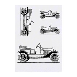 4 x 'Vintage Car Side View' Temporary Tattoos - Water Resistant, Skin-Safe, Non-Toxic Transfers, Mixed Sizes (TO00080594)