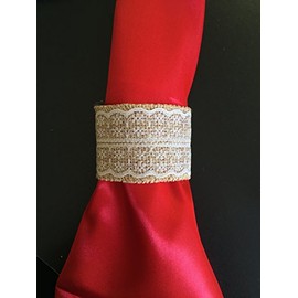 4pc Set of Burlap Napkin Holder with Lace-quality Product From Angel Isabella LLC