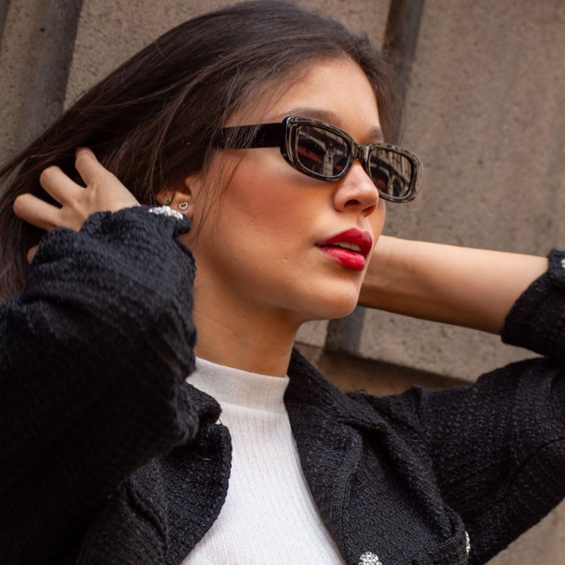 YooThink Rectangle Sunglasses for Women Men Small Narrow Square Frame