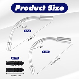 TIESOME Bike V Brake Noodle Cable Guide Pipe Set, with 16 Pcs Bicycle Brake Cable Guide Pipe and 16 Pcs Rubber Boots for Mountain and Road Bike Accessories (90°and 120°)