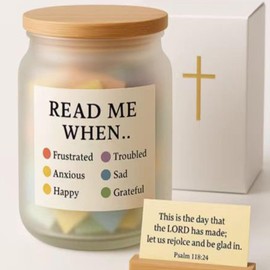 Bible Verse Jar, Christian Gifts for Women, Inspirational Scriptures for Women, Moms, Daughters, Teachers, Friends, Bible Accessories, Decorative Glass Inspirational Scripture Jar, Birthday Gifts