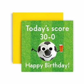 Huxters 30th Birthday Card – Funny Birthday Cards for Women and Men – Football Goals Scored Happy Birthday Card – Birthday Card for Him and Her – Carbon Neutral Birthday Card with Envelope (30th)