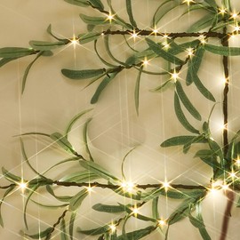 Fudios Olive Wall Christmas Tree with Lights 140 LED 3.5FT Prelit Hanging Greenery Branch Garland with Timer for Home Window Christmas Holiday Decoration