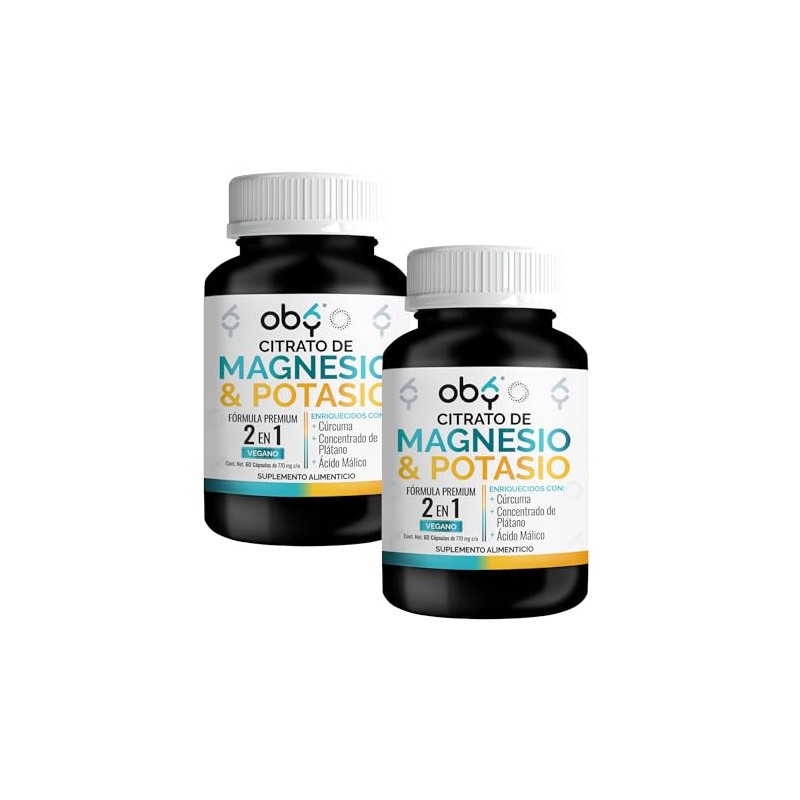 2 Pack Citrato de Magnesio y Potasio OBY | Minerales