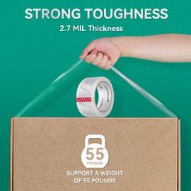 FugaCity Clearer Packing Tape Refills (6 Rolls),Heavy Duty Packaging Tape for Moving Sealing, Moving Supplies Shipping Tape,2.7 Mil Thick, 1.88 in Wide,65 Yards Per Roll,Total 390 Yards