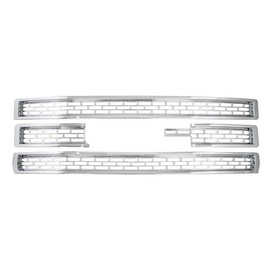 Fuel Rider Grille Inserts Overlay Trim for Front Grille Compatible with 2014-2015 GMC Sierra - Chrome ABS Snap On 3 Mesh Bars- Car Truck Accessories