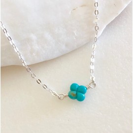 Turquoise Flower Anklet, Genuine Turquoise, Single Turquoise Flower, Boho, Bridal, Summer Jewelry, Sterling Silver.