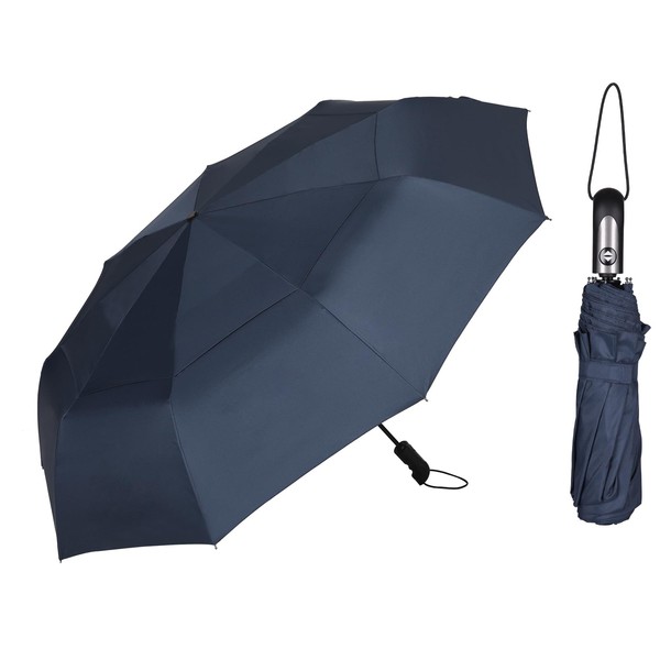 54 inch Large Compact Umbrella 3 Folding Umbrella for Rain