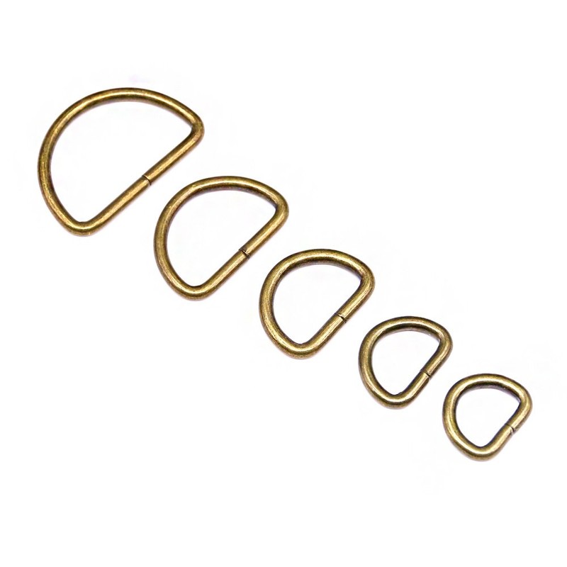 Swpeet 100 Pcs Bronze Assorted Multi-Purpose Metal D Ring Semi-Circular