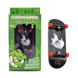 SPITBOARDS 34 mm x 96 mm Pro Fingerboard Set-Up (Complete) | Real Wood Deck | Pro Trucks with Lock Nuts and Pro Bushings | Polyurethane Pro Wheels with Bearings | Ghost 'Boo'
