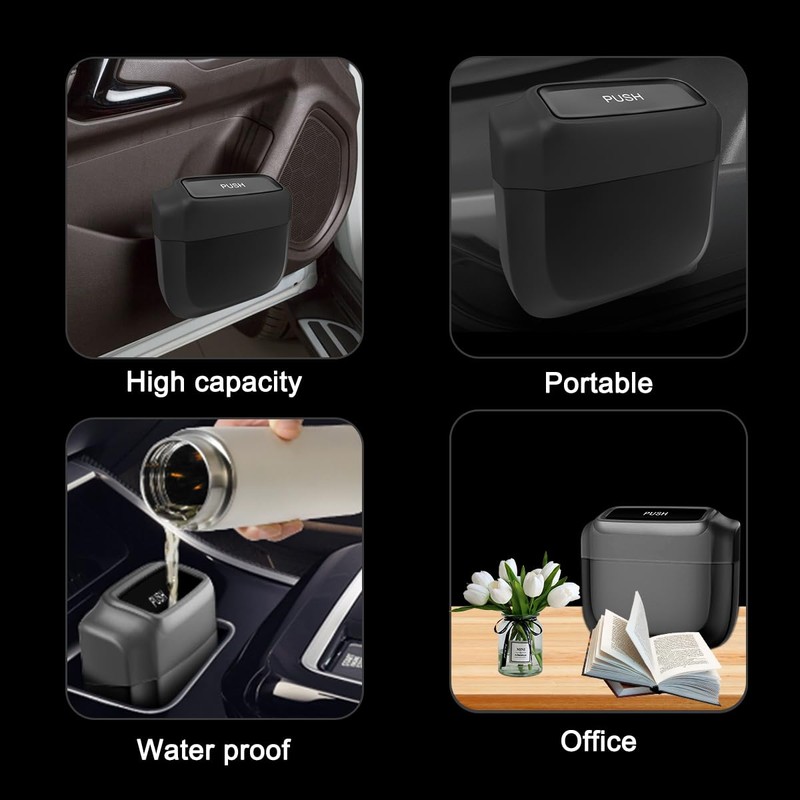 JNNJ Mini Car Trash Bin, Portable Mini Car Waste Bin,