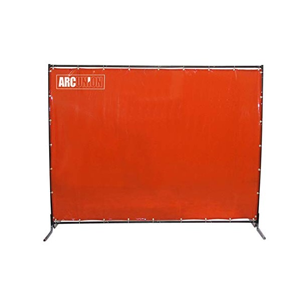 Arc Union PVC Welding Screen Panel with Metal Frame (6x8 ft) - CE EN1598-2011 Norms, Transparent, UV, Flame Resistance Welding Curtain Useful for Workshop, Industrial and Contract Sites - Orange