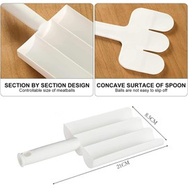 1Set White Kitchen Triple Meatball Maker, Creative Meat Ball Scoop with Cutting Spade Ball Maker, None-Stick Meatball Maker Melon Ballers Tools