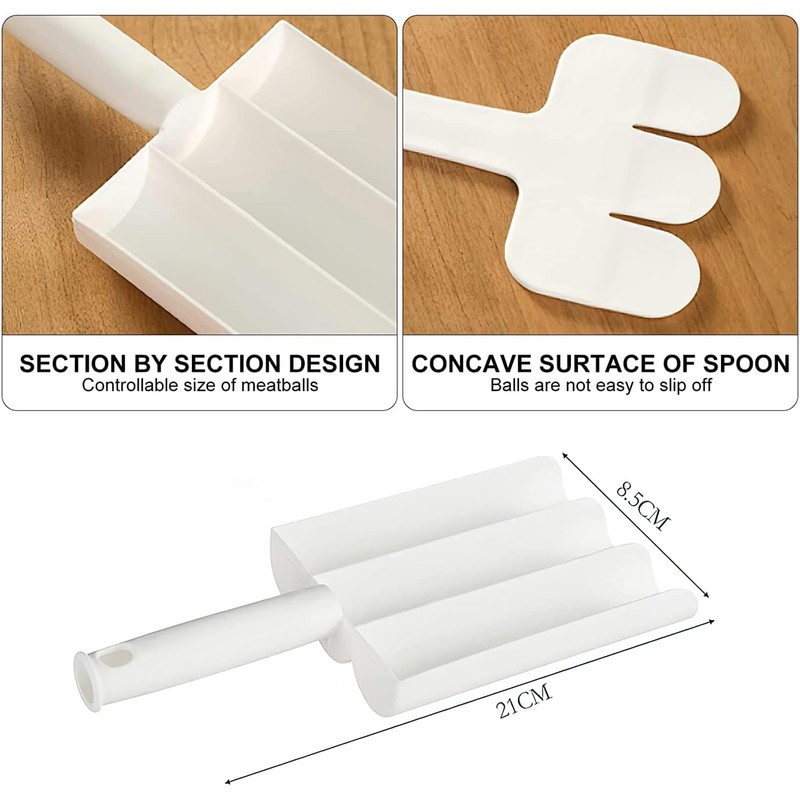 1Set White Kitchen Triple Meatball Maker, Creative Meat Ball Scoop