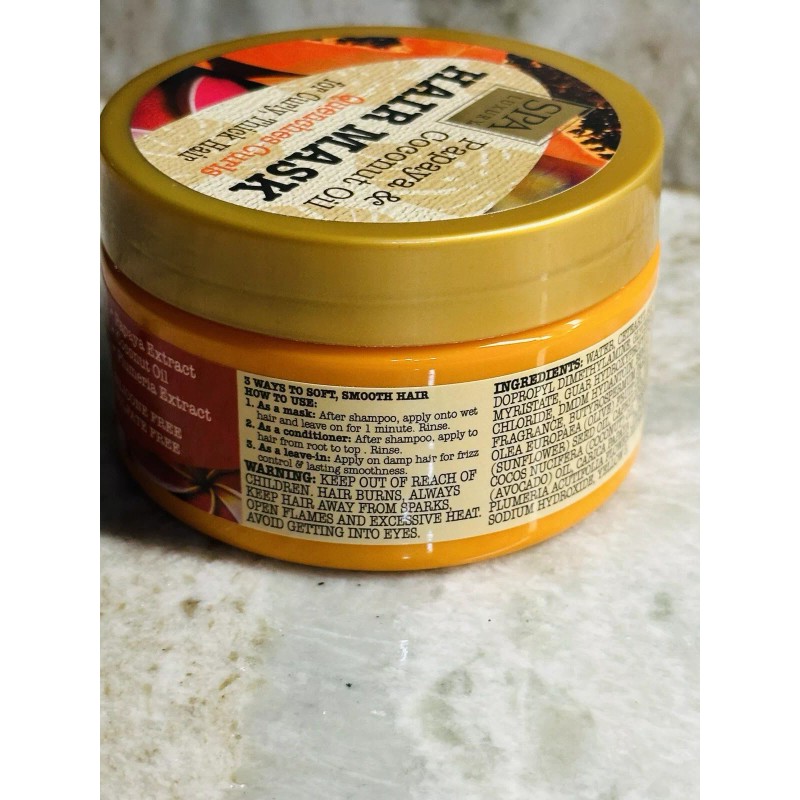 CURLS SPA Luxury Papaya/Coconut Oil Hair Mask Quenches Curls W/Plumeria