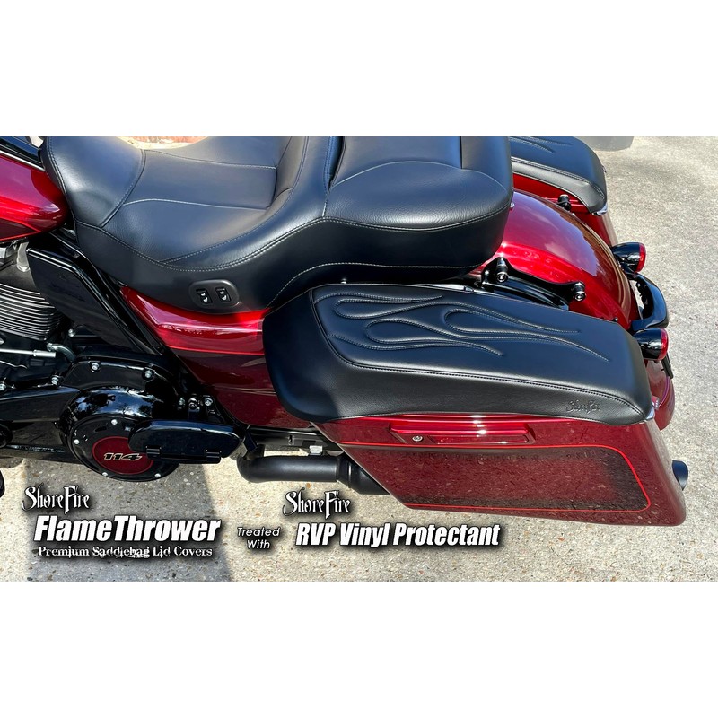 ShoreFire Design 2014-2023 Premium Flame Saddlebag Lid Covers for Harley