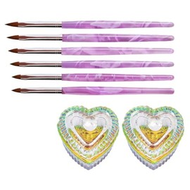 Mikinona Nail Art 2 Glass Nail Cups 6 Acrylic Wave Brush Pens Nail Painting Tools