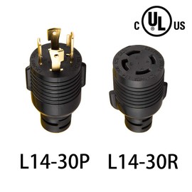 Yodotek 10 FEET Heavy Duty Generator Locking Power Cord NEMA L14-30P/L14-30R,4 Prong 10 Gauge SJTW Cable, 125/250V 30Amp 7500 Watts Yellow Generator Lock Extension Cord with UL Listed…