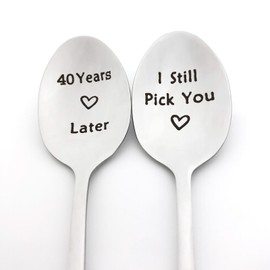 40th Anniversary Spoon Gifts for Couples 40 Years Later I Still Pick You Spoon Set 40 Year Wedding Anniversary Present for Husband Wife Parents Grandparents 40 Years of Marriage Gift
