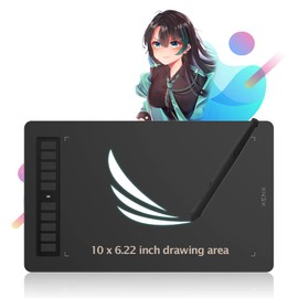 XENX P3-1060B Graphic Drawing Tablet 10x6 inch with 10 Shortcut Keys, 8192 Pressure Levels Battery-Free Pen Compatible with MacOS Windows Android for Art Drawing Design OSU Black