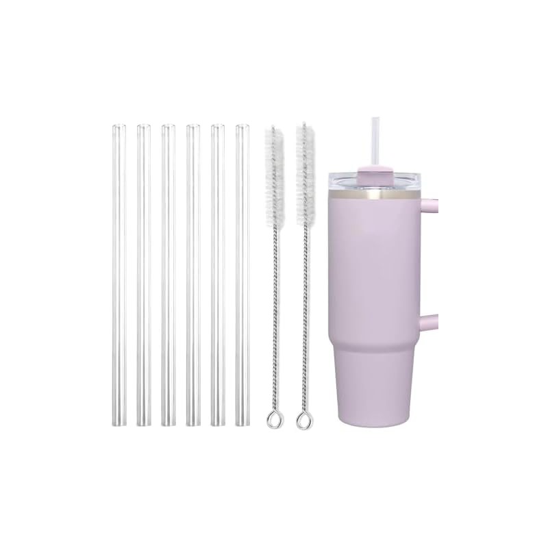 6 Popotes Reutilizables para Vaso con 2 Cepillos Limpiadores, Pajitas